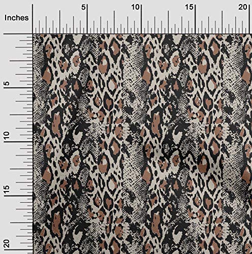 oneOone Silk Tabby Light Beige Fabric Leopard & Snake Animal Skin Craft Projects Decor Fabric Printed By The Yard 42 Inch Wide