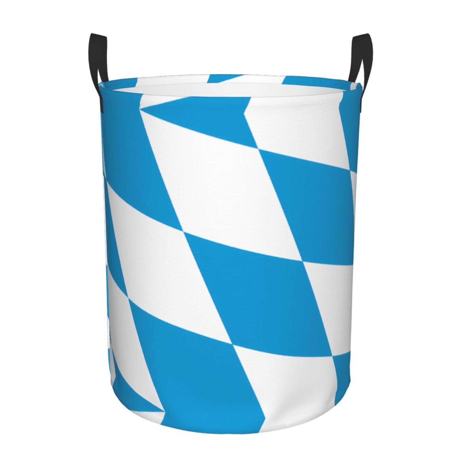M Circular Hamper – Collapsible Bavarian flag Print Laundry Basket