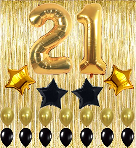 KatchOn 2017 Balloons Gold Decorations Banner with Black and Gold Latex Balloon,Gold Metallic Foil Fringe Shiny Curtain, Perfect for Event,Bridal Wedding and Graduations Party Supplies
