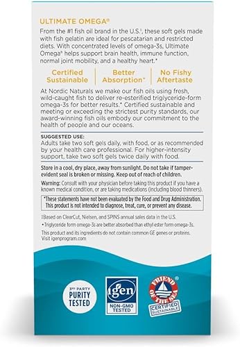 Miniatura 3 de Nordic Naturals Omega Ultimate en gelatina de pescado sabor a limón 60 geles blandos 1280 mg de Omega-3 suplemento de aceite de pescado de alta