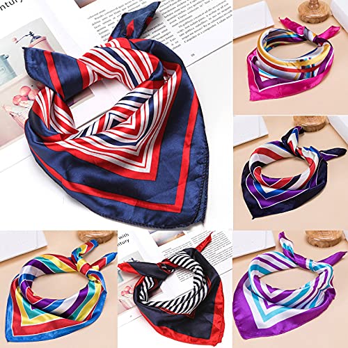 Women's Men's Small Square Mulberr𝐲 Silk Satin Scarfs Hair Head Scarf Silk Head Scarf for Women Western (E, One Size)3