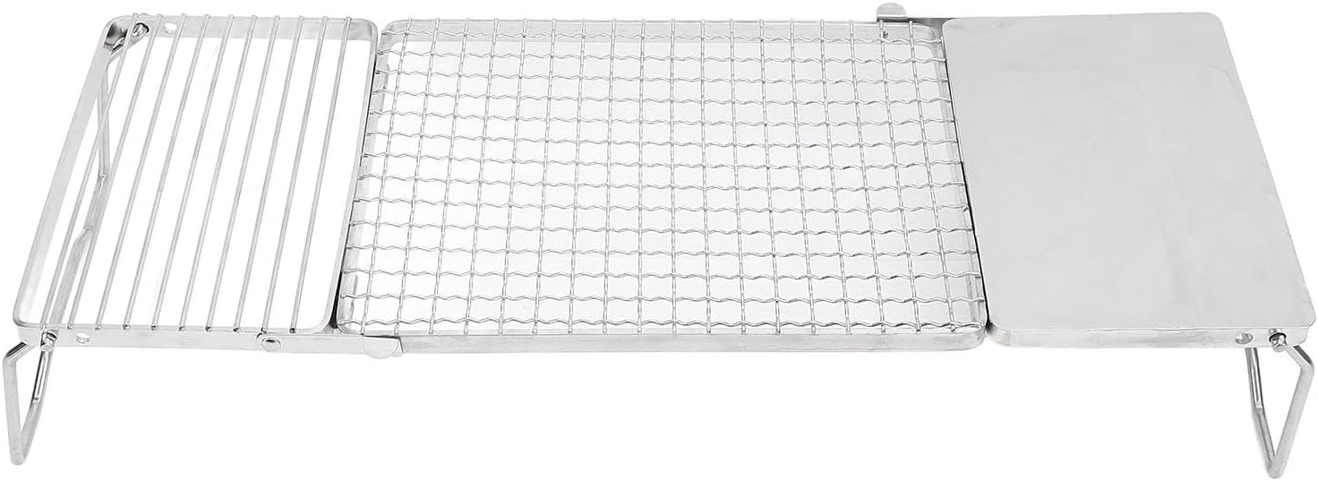 Pongnas Portable Stainless Steel Fold Grill with Storage Bag for Outdoor Cooking and Camping