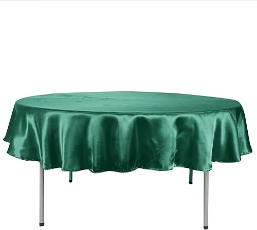 Miniatura 3 de TABLECLOTHSFACTORY Mantel redondo de satén de 90 pulgadas verde esmeralda para cocina, comedor, catering, boda, fiesta de cumpleaños, eventos