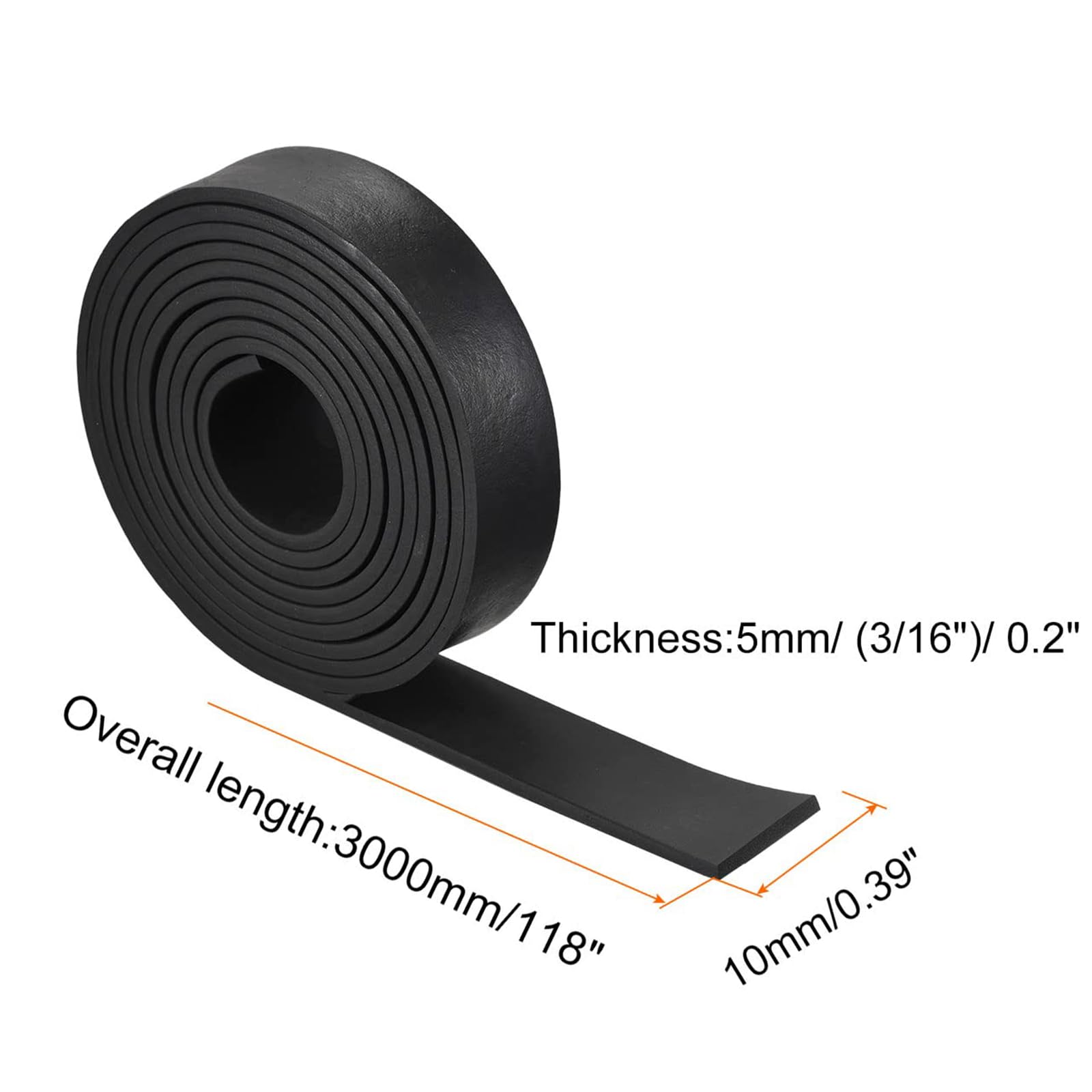 TOP-VIGOR EPDM Rubber Foam Strip 5mm (T) x 10mm (W) x 3000mm (L) - Image 2