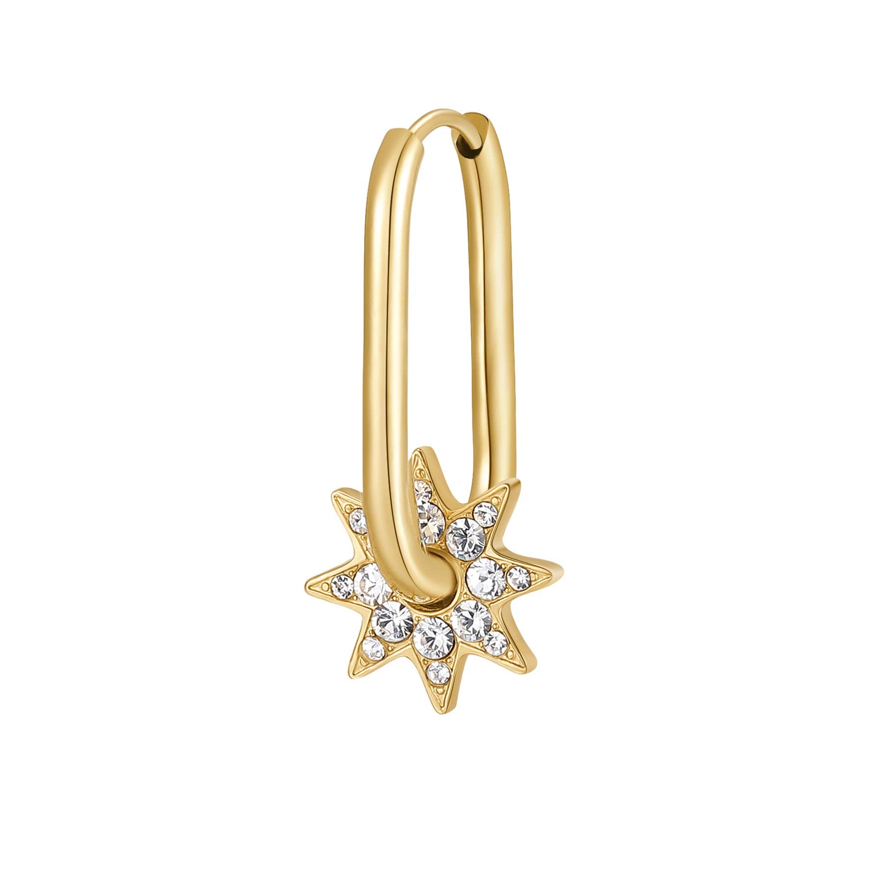 Brosway Orecchino Singolo Donna Stella: Acciaio 316L E Cristalli, Collezione Chakra – Modello BHKE111, Confezione Regalo Originale