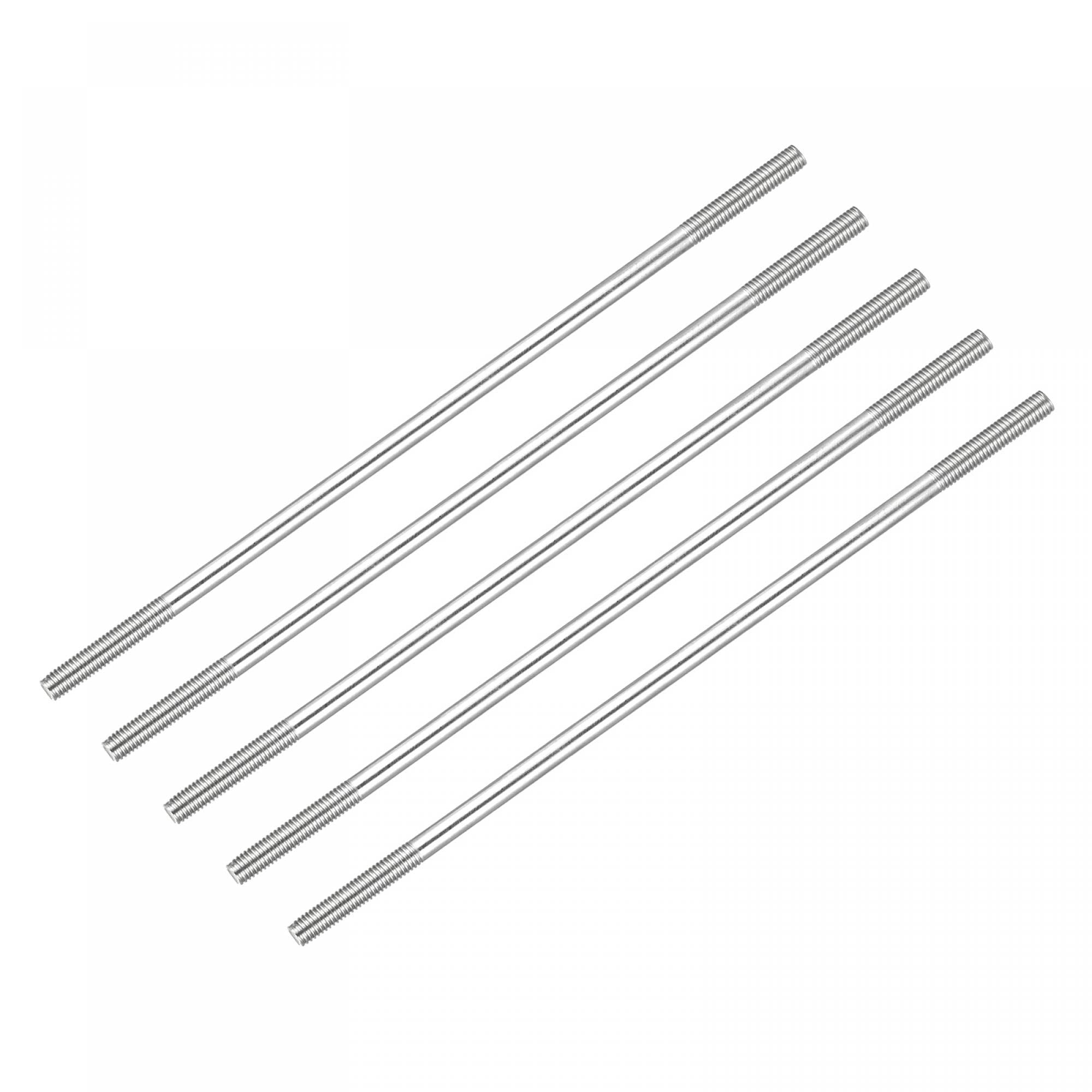 sourcing map Double Ended Stud Screws (M5 Thread 160mm Length) 5pcs, 304 Stainless Steel Dual Threaded Rod Bolts - for House Maintenance