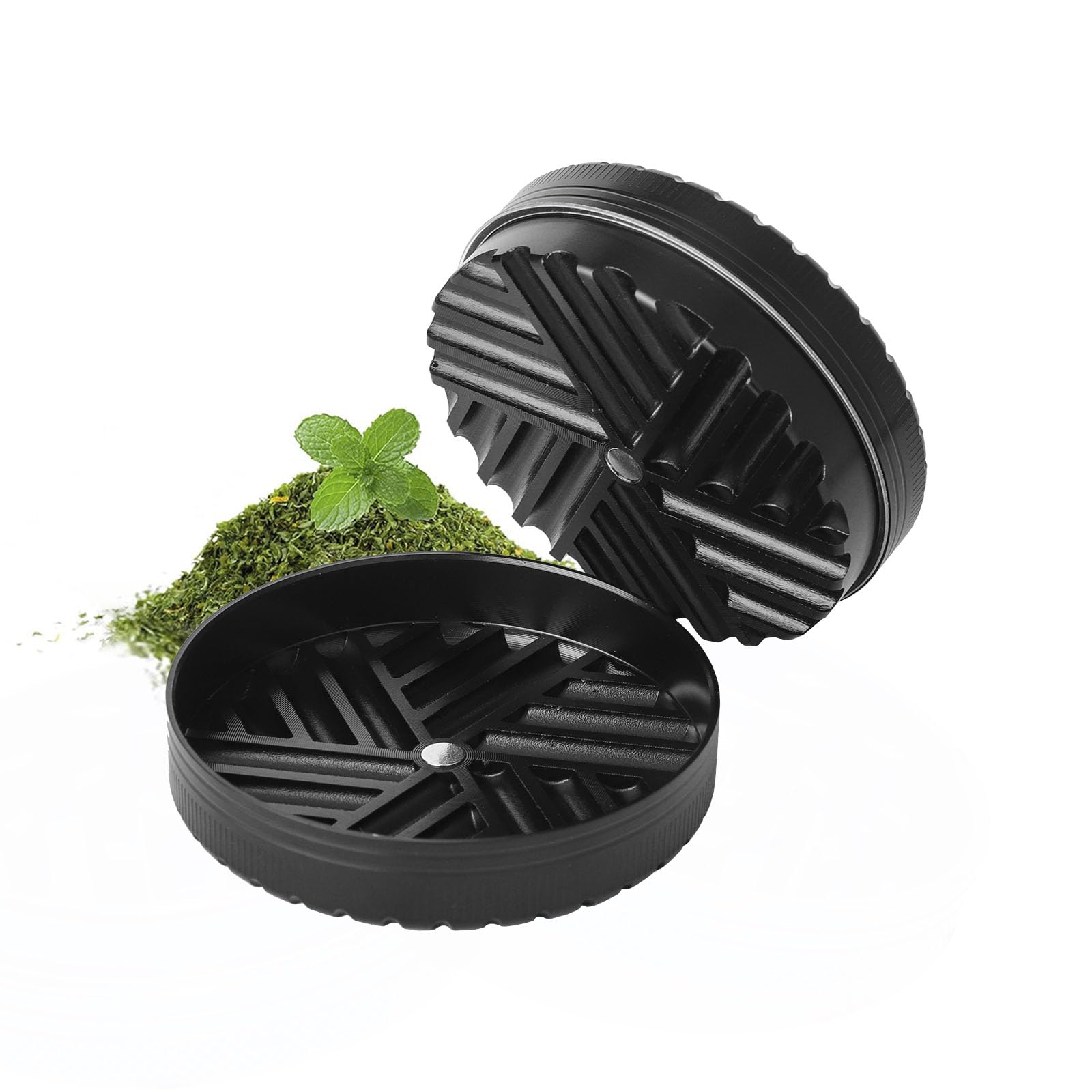 2.5Inch Toothless Herb & Spice Grinder for Kitchen Use-Aluminum Alloy Grinder with Magnetic Lid, Easy to Clean, Compact Design for Spices, Coffee Beans, Dried Herbs-Black