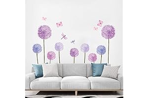 Purple Dandelions Wall Stickers For Girls Room