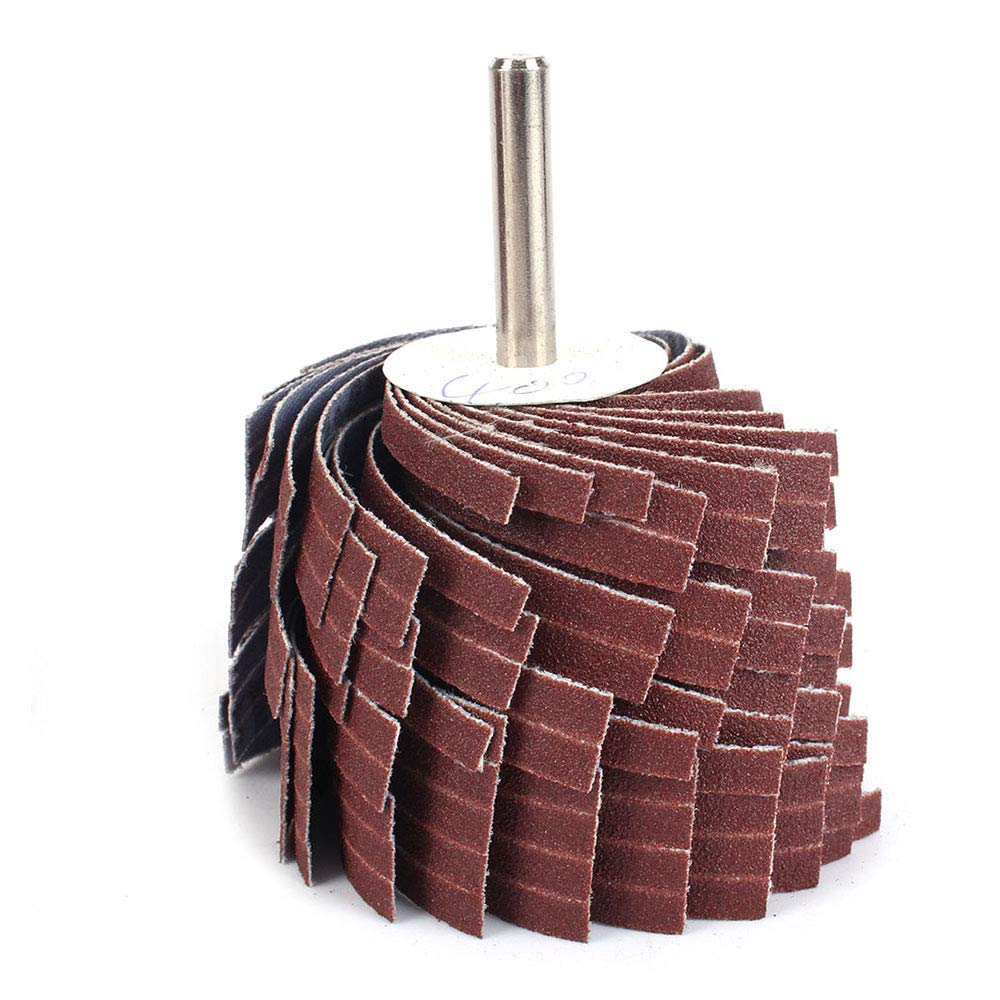 Baiwen 1/4" Shank Abrasive Sandpaper Flap Wheels, 400 Grit Aluminum Oxide, Emery Cloth, Die Grinder Compatible