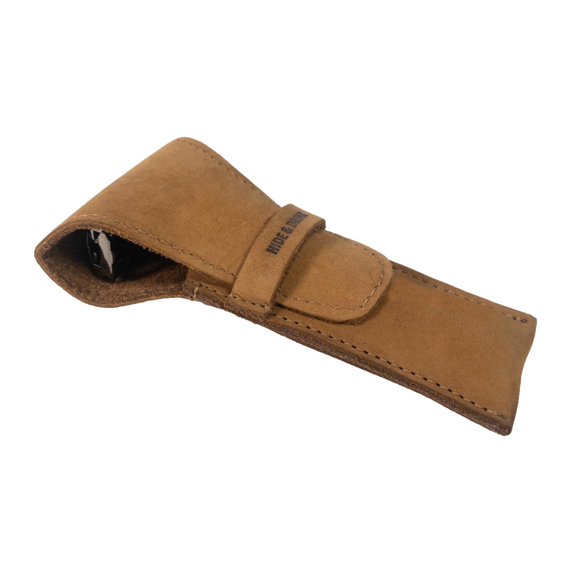 Hide & Drink, funda de cuero de seguridad para maquinilla de afeitar, accesorios de afeitado, esenciales para el cuidado personal, hecho a mano. Incluye 101 años de garantía: tabaco viejo