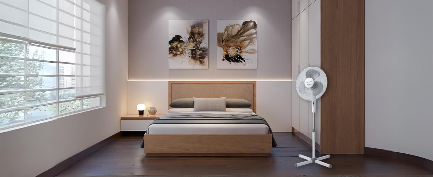 Ariete 845 Freshair Ventilatore a Piantana, 3 velocità, Elica a 3 Pale, Funzione Oscillazione e Inclinazione, 45 W, Plastica, Bianco