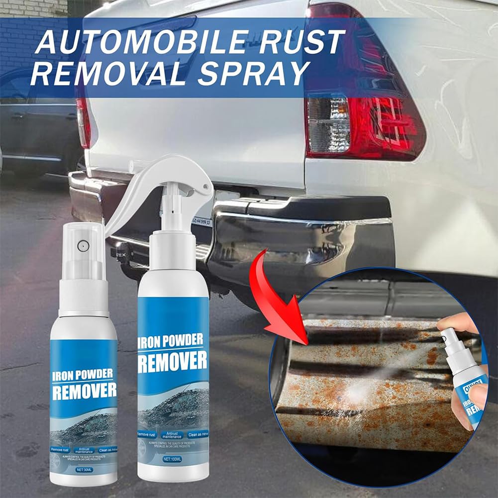 Multi-Functional Quick-Acting Rust Removal Spray, Portable Rust Remover Spray for Metal, Iron Powder Remover Sprays, Fast-Acting Formula & Easy Application, for Cars Metal Surfaces (30mi*2pcs) - 3