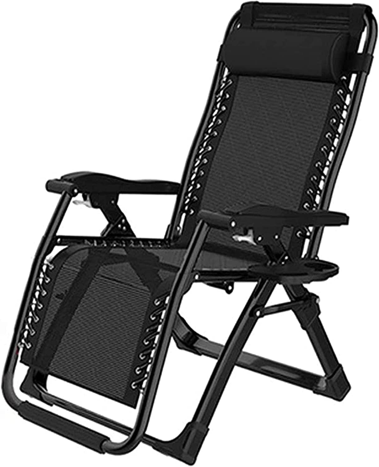 Oversized XL Reclining Lounge Chair - Folding Patio Deck Chair for Garden Outdoor, Supports 260Kg, Includes Head Pillow, Available in Purple/White & Black/White