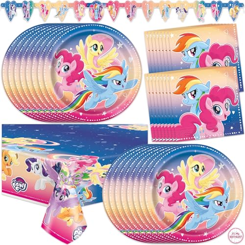 My Little Pony Birthday Decorations for Party | Serves 16 Guests | Banner Tablecloth Plates Napkins Sticker | Officially Licensed