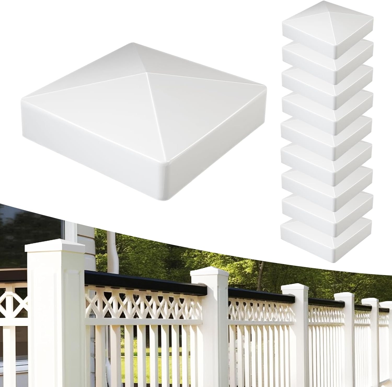 UCINNOVATE 10Pack 4x4 Vinyl Fence Post Caps 4" x 4