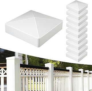 UCINNOVATE 10-Pack 4x4 Vinyl Fence Post Caps 4" x 4" Pyramid White PVC Deck Post Top Caps White Suitable for Actual Size of 4" x 4" Fences, lamp, Deck, Mailbox Wood, Vinyl Posts Decking Caps Cover