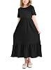 PATPAT Girls Maxi Dress Boho Short Sleeve Long Dresses Casual Sundress with Pockets 5-14 Years