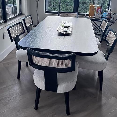 Miniatura 6 de Juego de 2 sillas de comedor de ratán, sillas de comedor modernas, sillas de comedor de cocina, silla de comedor curvada con respaldo de caña Lino