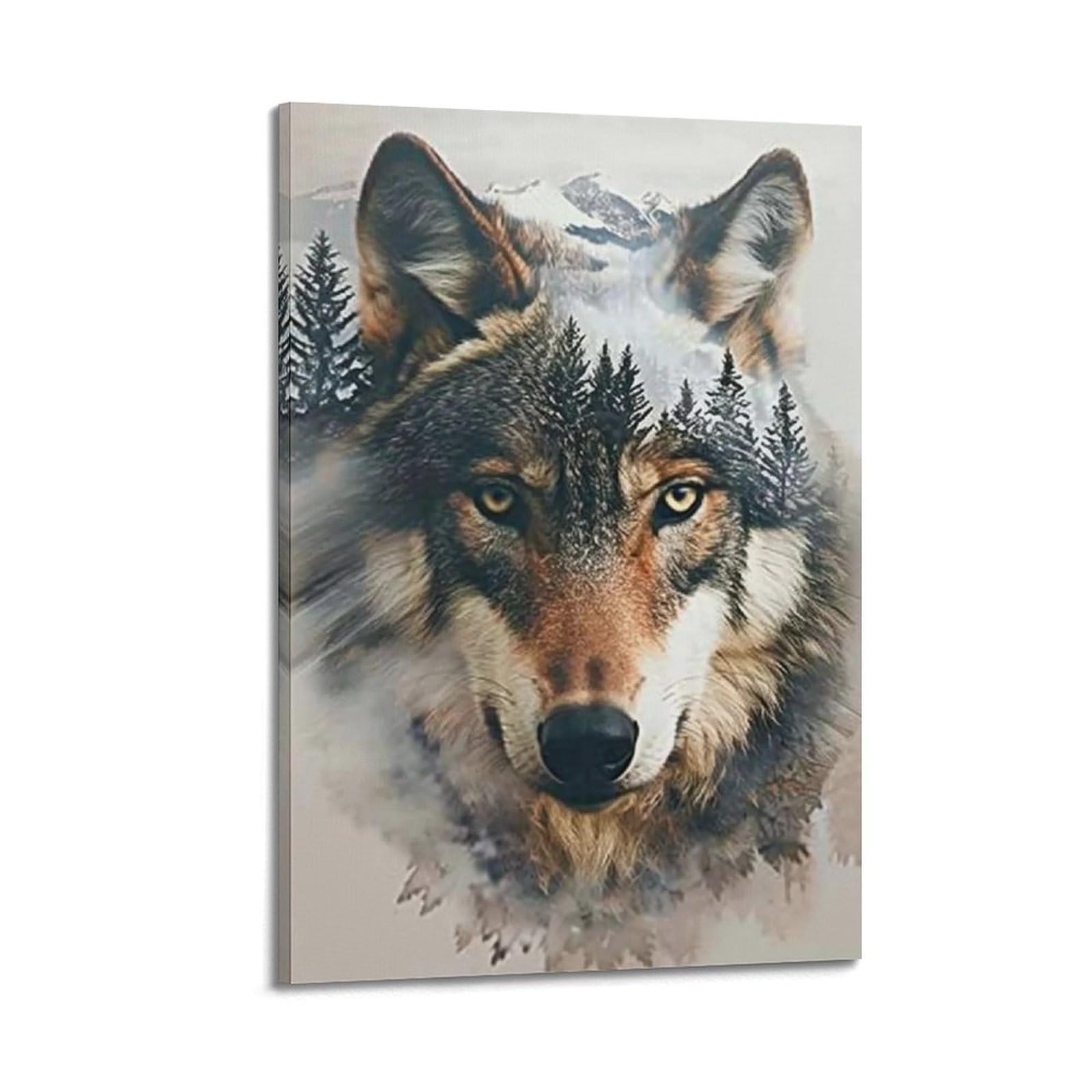 JUWRHRHHRH Timber Wolf Forest Landscape 02 Poster Canvas Aesthetic Wall Art Painting Decor for Living Room Bed Room 08x12inch Frame-style