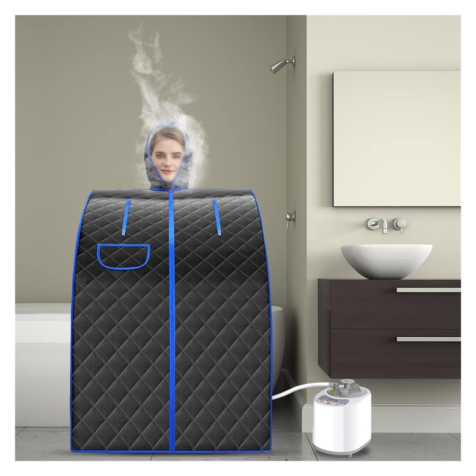 Koc do sauny, sauna, przenośna sauna do domu, Namiot parowy Przenośna sauna z rozkładanym krzesłem Domowa wanna SPA 1000 W 2L Łatwa bezsenność Przenośna konstrukcja do relaksu