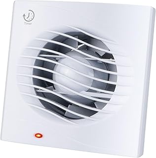 Anesty Badlüfter 100mm mit Nachlauf Timer, 12W 130m³/h Abluftventilator Leiser Badezimmer Lüfter mit Rückschlagventil – für Garage, Küche, WC, Fenster/Wandmontage (Weiß)