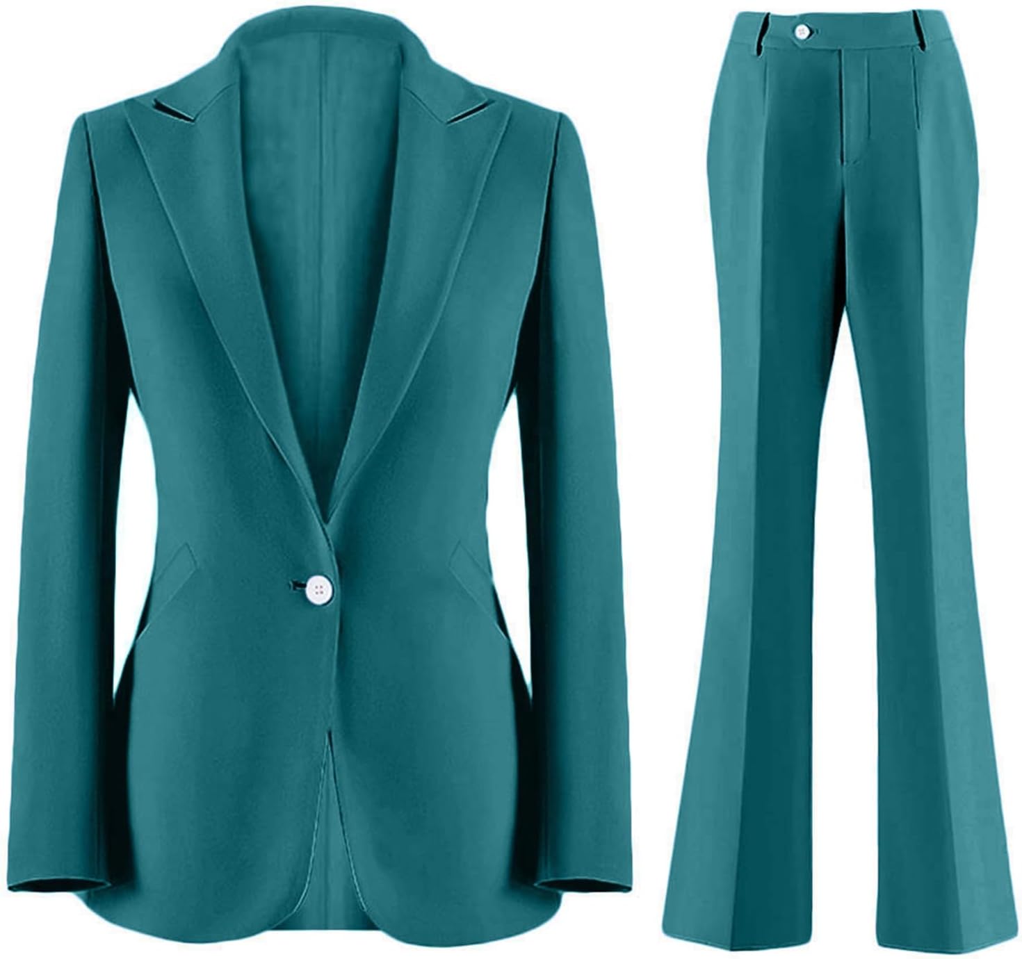 Wemaliyzd Women's Suits 2 Piece Work Office Peak Lapel Slim Fit Office Lady Blazer Pants