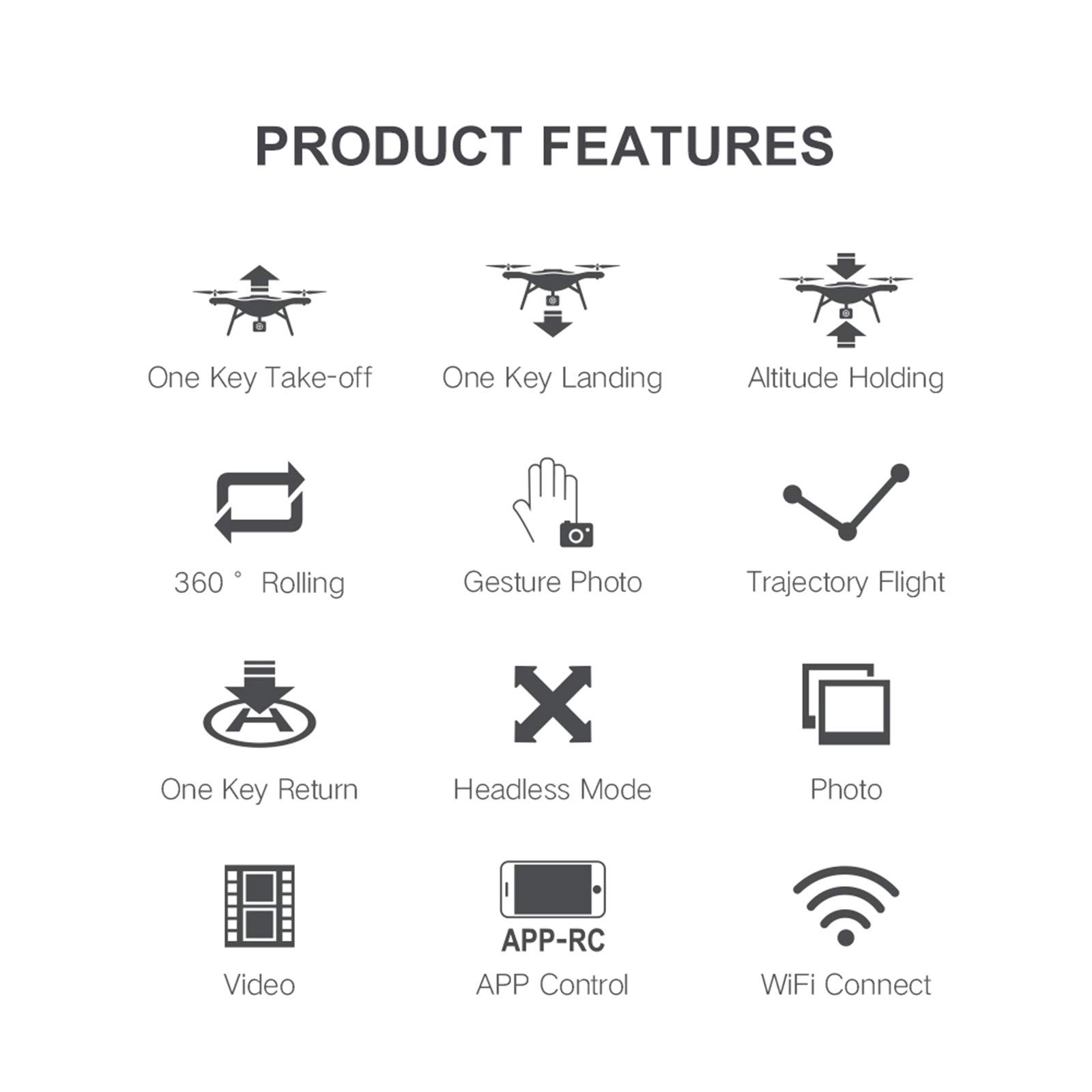 Mini Drone, Doppia Fotocamera 4K Ad Alta Definizione, Controllo del Telefono Cellulare, modalità Senza Testa, Mantenimento Dell'altezza, Rotazione A 360 Gradi, Custodia (Blu 500W)