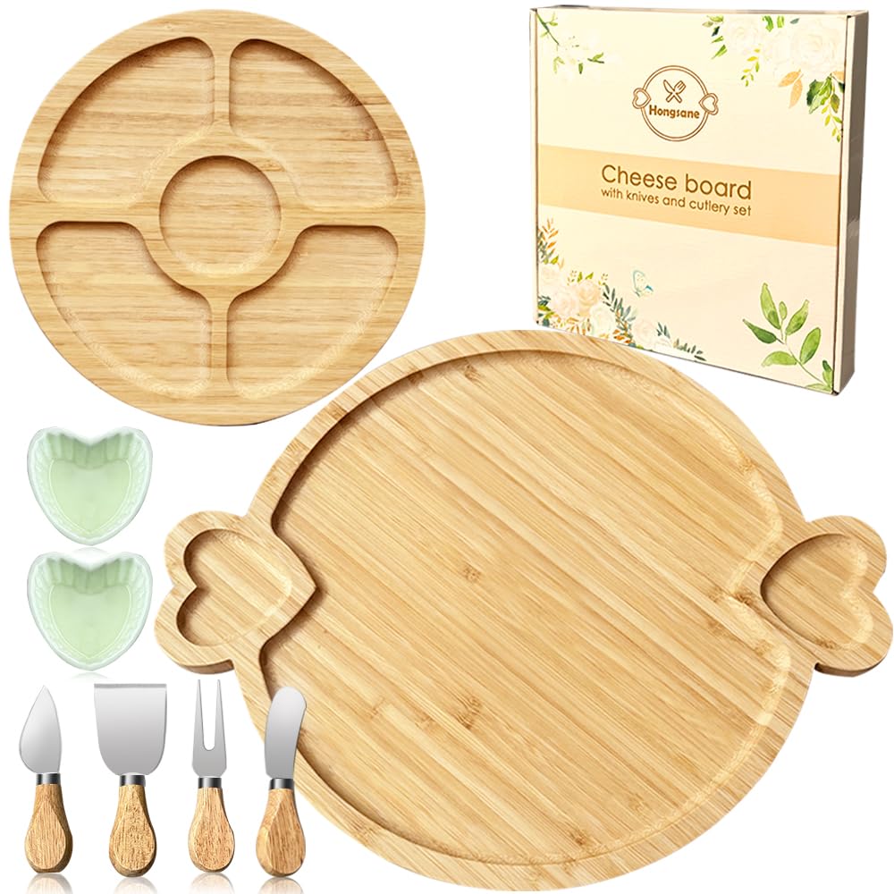 Charcuterie Boards Gift Set: Bamboo Charcuterie Cheese Board - Unique for Mom - House Warming Gifts New Home, Bridal Shower Wedding Gifts for Couple