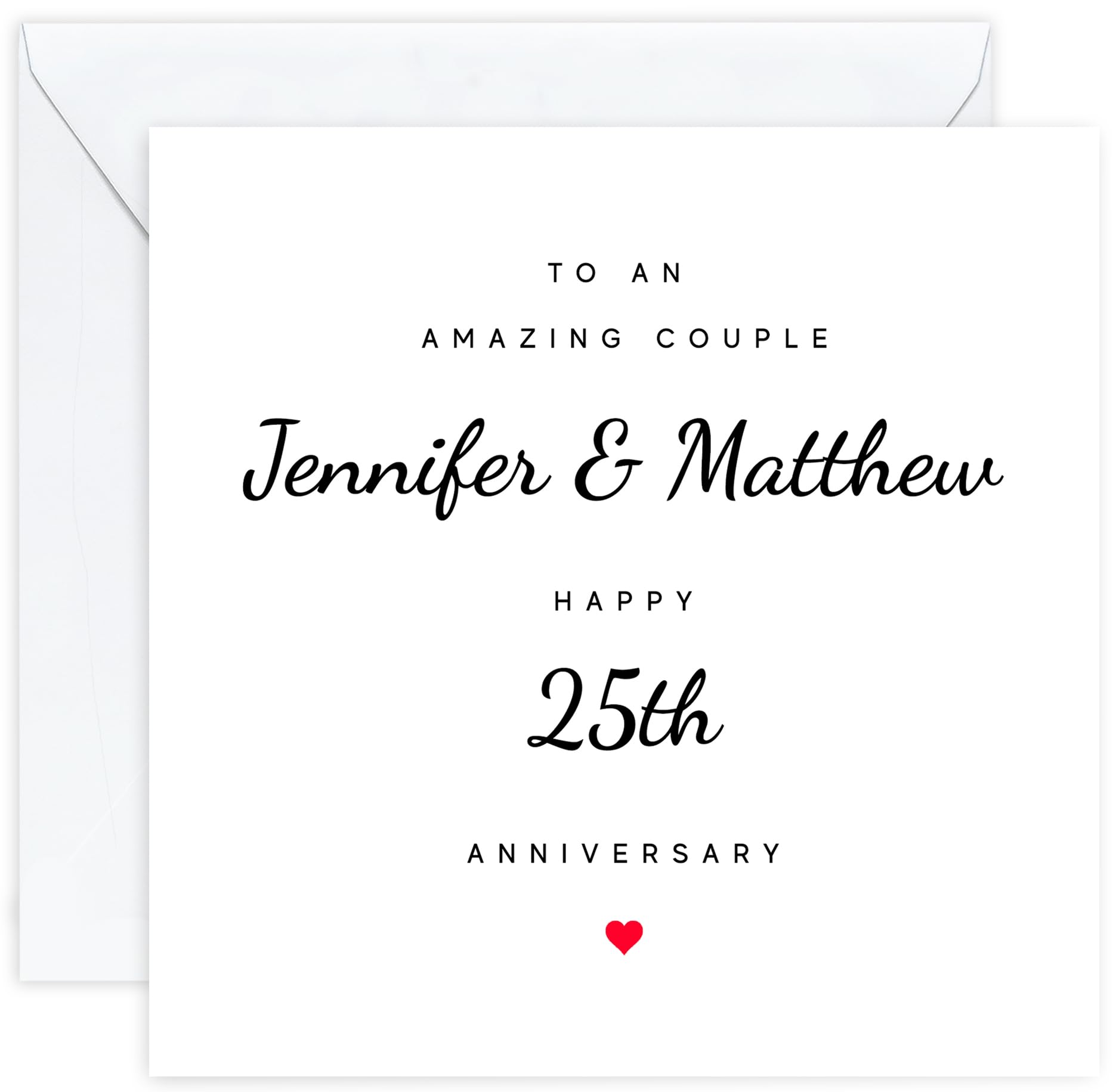Personalised 25th Anniversary Card Couple – Custom Name Card | Twenty-Fifth Wedding Anniversary Card for Husband and Wife | 25 Year Anniversary Card for Couple | for Partners or Married Couple