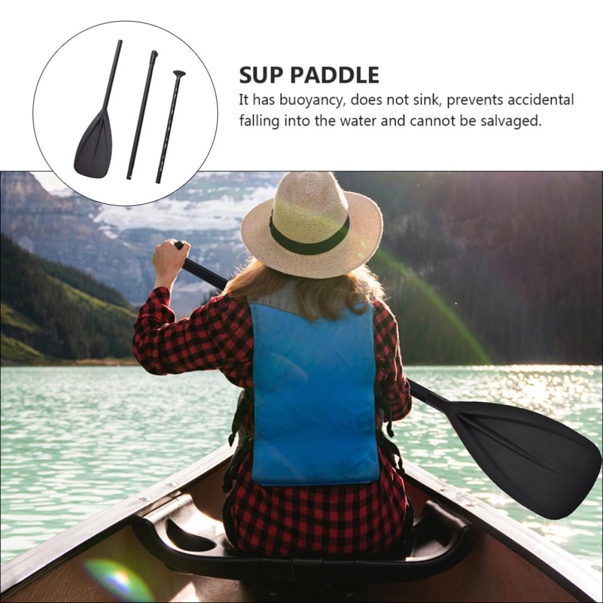 iplusmile 3 Piezas Pala Ajustable de Sup de Aluminio, Doble Cabeza Negra