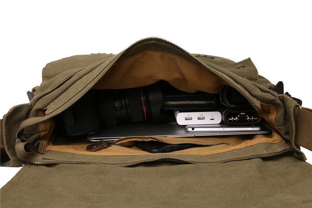 Sechunk retro computadora portátil de lona de cuero militar bolsa de carta