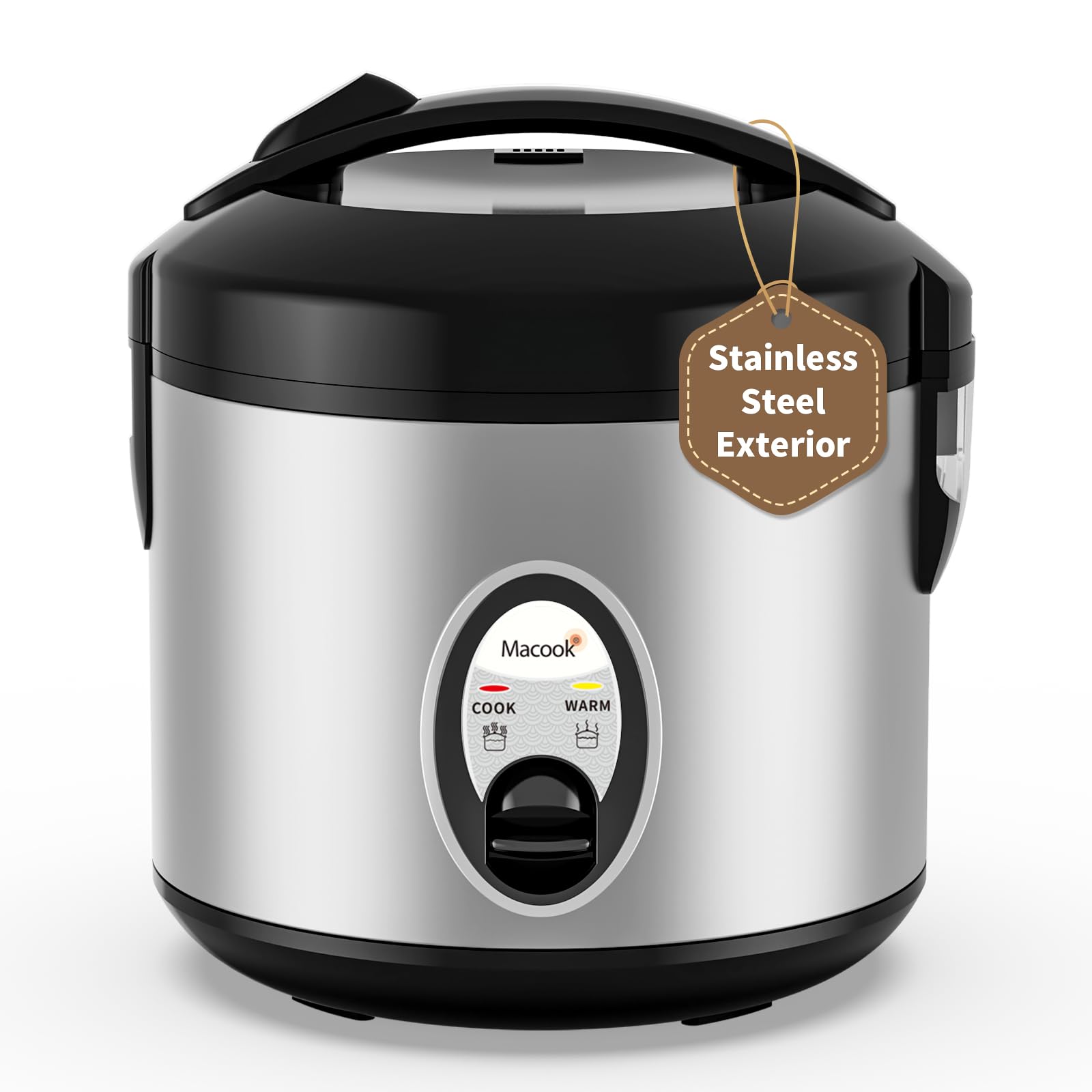 Macook Stainless Steel Rice Cooker with Steamer 4-Cup Uncooked 1 0L 8-Cup Cooked Electric Grain Vegetable Cooker Auto