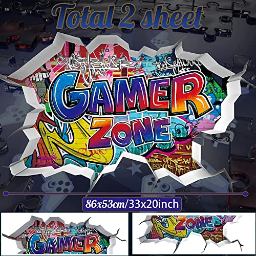 Toarti 3D Game Wall Decals,Gaming Wall Stickers For Boys Room Gamer Zone Sticker Video Gaming Wallpaper For Kids Playroom Decor #TOP4