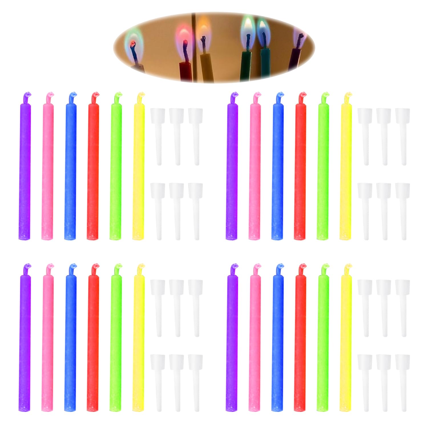 Wufgwbd Color 24-Piece Birthday Candle Set, Ful Flame Candles, Children's Birthday Candles, Adult Birthday Candles, Birthday Party Decoration Candles