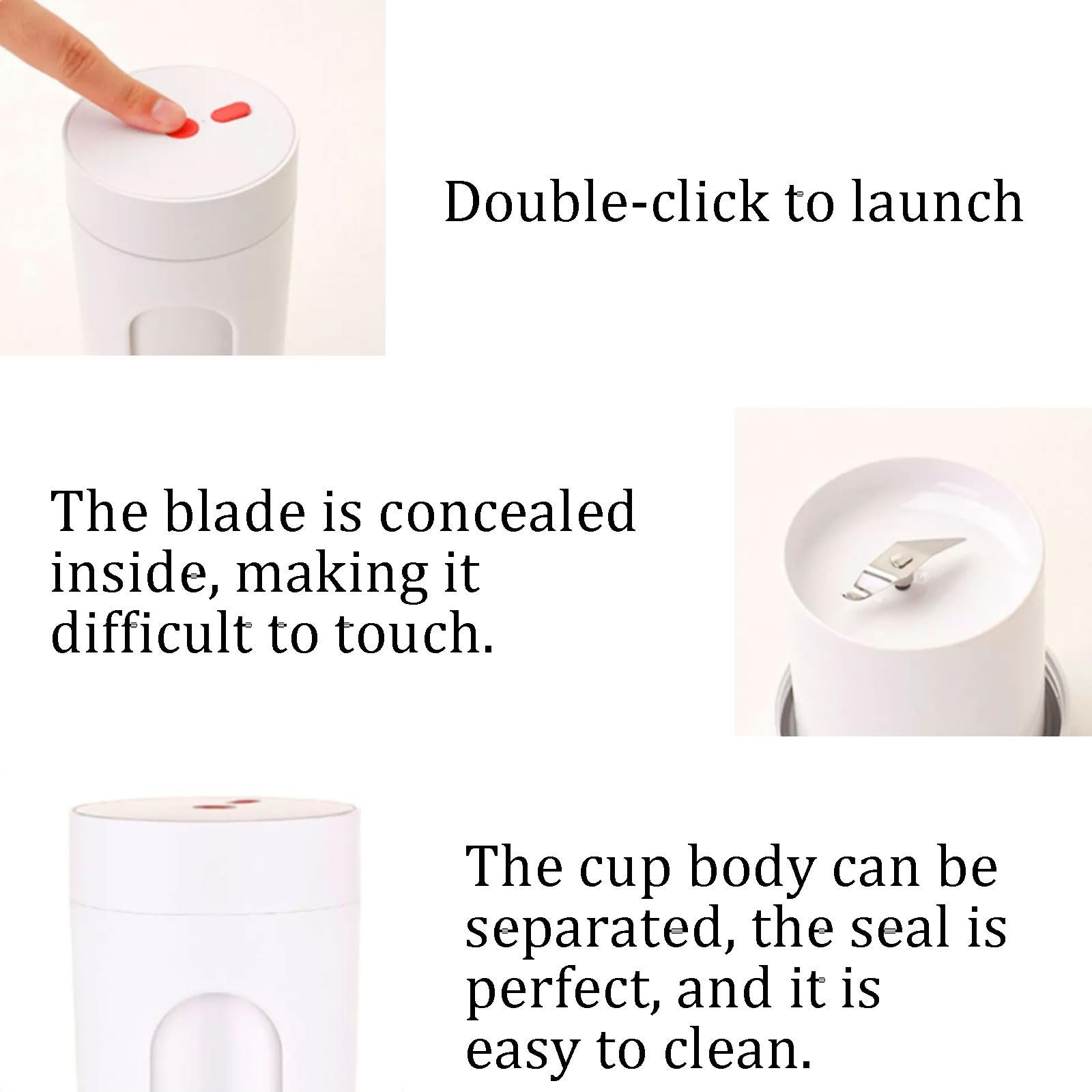 Sans fil Mélangeur portatif en plastique, mélangeur personnel Rechargeable for Smoothies et Shakes, presse-agrumes Compact et Portable, tasse 300ml/14oz haute efficacité