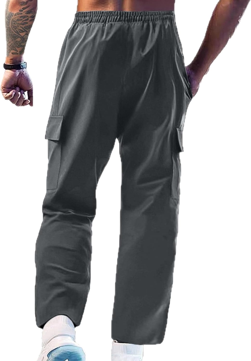 Men's Cargo Sweatpants Lightweight Work Stretch Quick Dry Hiking Pants Straight Leg Elastic Waist Outdoor Pants