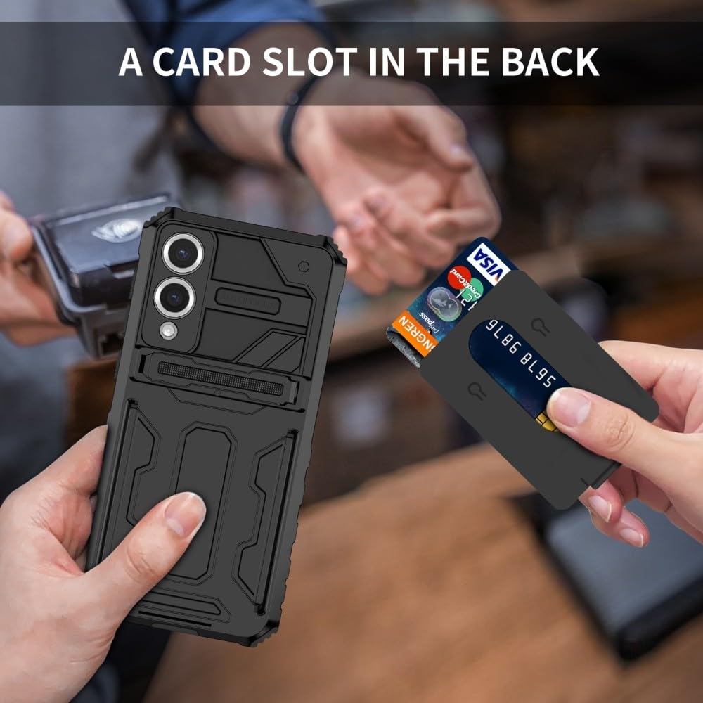 Generic Funda compatible con Samsung Galaxy S23 FE 5G (color negro: negro), a prueba de golpes, ranura para tarjetas, cubierta de silicona rígida
