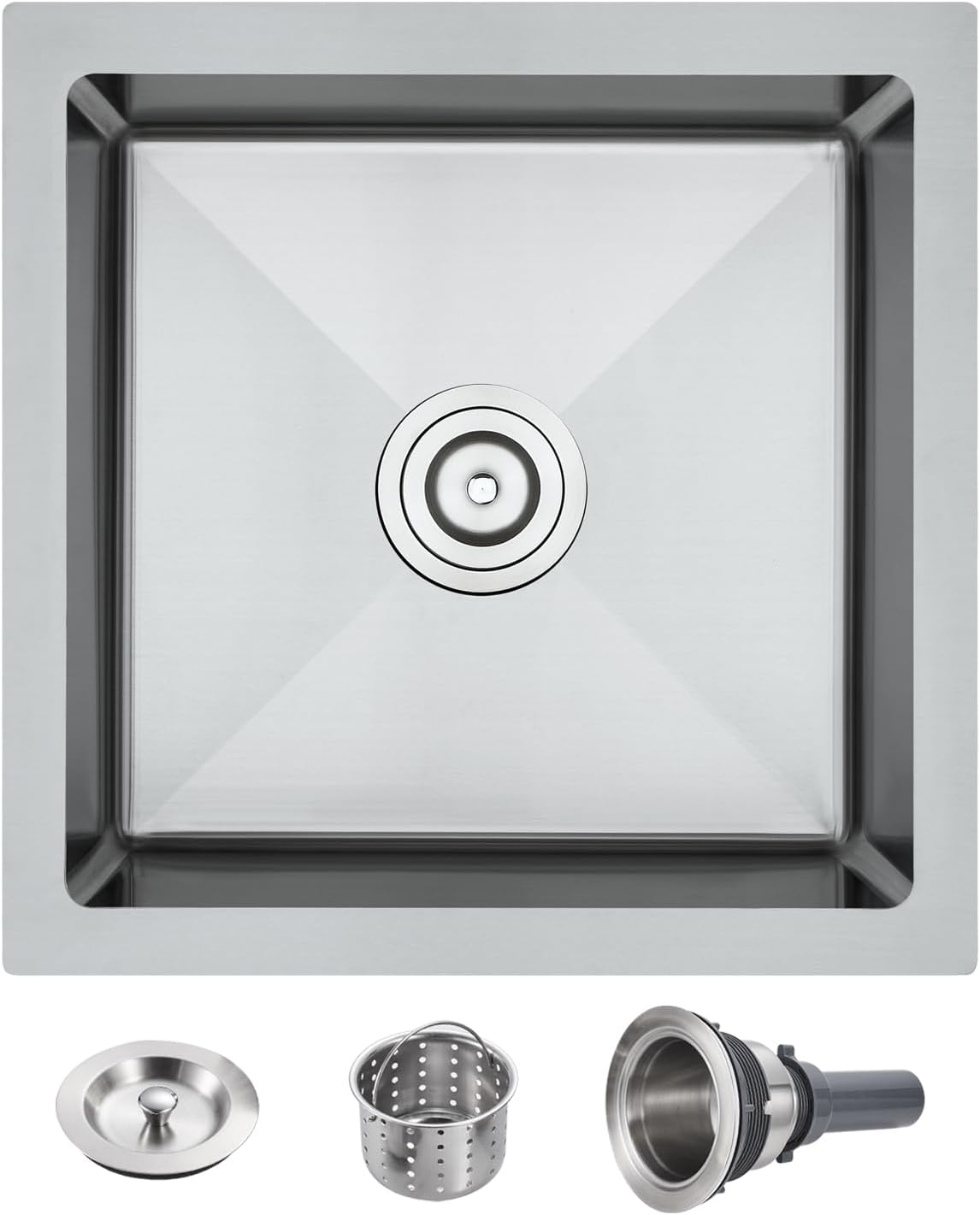 Kitchen Sink, POPFLY 18 Inch Undermount Kitchen Sinks, 304 Stainless Steel Single Bowl 9 Inches Deep Small Bar or Prep Sink, Brushed Nickel Fregadero?18×18×9? L 18"×W 18"×H 9" Brushed