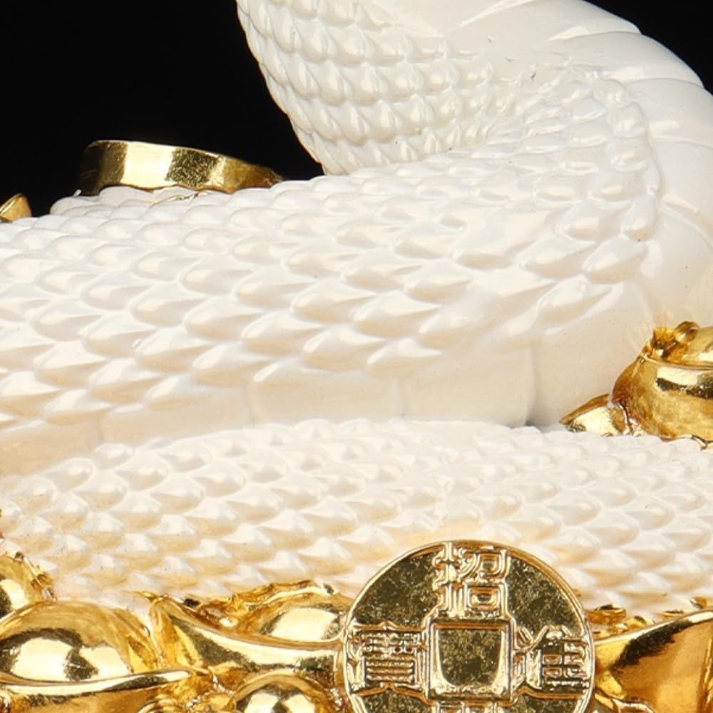 Amazon.co.jp: 風水 白蛇 置物 へび 弁財天 白蛇の置物 しろへび 龍の