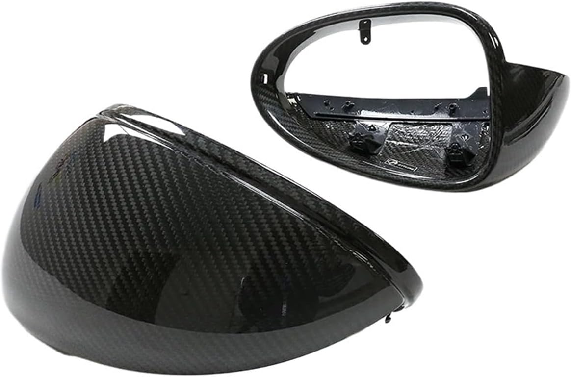 ドライカーボンファイバーミラーカバー ポルシェ マカン 2014-2023 外装ドアサイドバックミラーキャップシェル交換用クリップオ