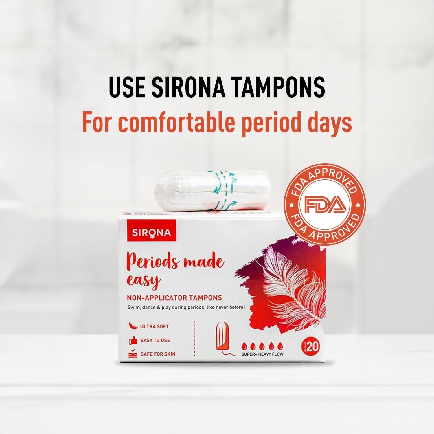 Sirona FDA Approved Natural Biodegradable Tampons - 20 Pieces | Super Plus Heavy Flow | Made in Europe | Safe to use | Highly Absorbent | Ultra Soft & Comfortable - Image 3 thumbnail
