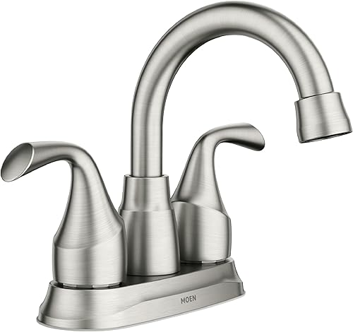 Moen Idora Spot Resist 84115SRN - Grifo de lavabo de baño con dos manijas de níquel cepillado con conjunto de drenaje, 84115SRN