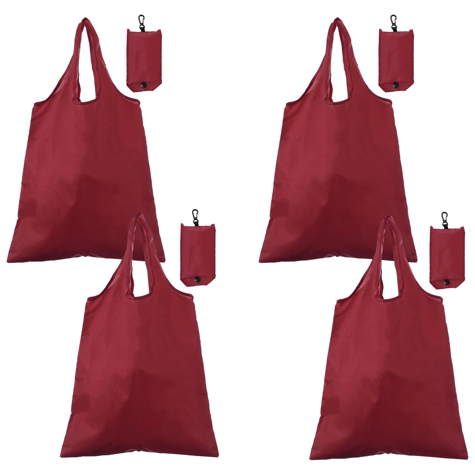 sourcing map 4 Pack Foldable Travel Bag with Handles, Lightweight Polyester Fabric Reusable Grocery Bags, Washable Shopping Tote Pouch for Women & Men Travel Beach Storage, Burgundy โ image 1