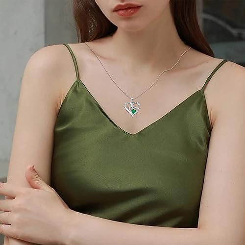 Miniatura 5 de Collar de plata de ley 925 con piedra natal de ópalo de fuego con circonita cúbica 3A grabada con dije "I Love You Always & Forever", regalo de