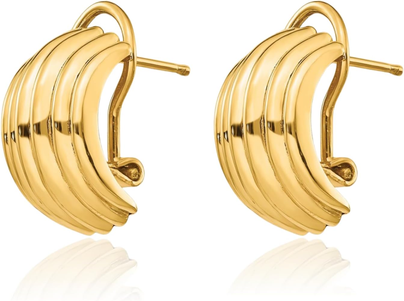 14K Yellow Gold Ball Button Stud Earrings Omega Clip Back For Women Polished Solid Gold Small Luxury Gift - Image 5