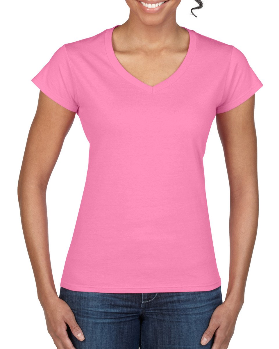 Gildan Women's V-Neck T-Shirt - Size Large - Dark Pink