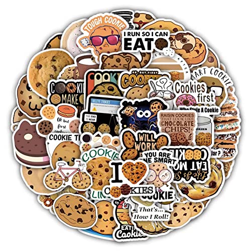 Cookie Stickers |50 Pcs Biscuits Crackers Waterproof Vinyl Decals