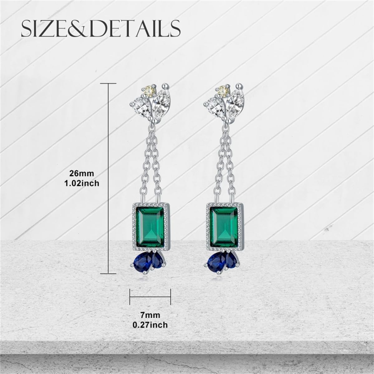 Multi-Colored Gemstone Dangle Earrings 925 Sterling Silver Birthstone Earrings for Women Ladies - Image 6