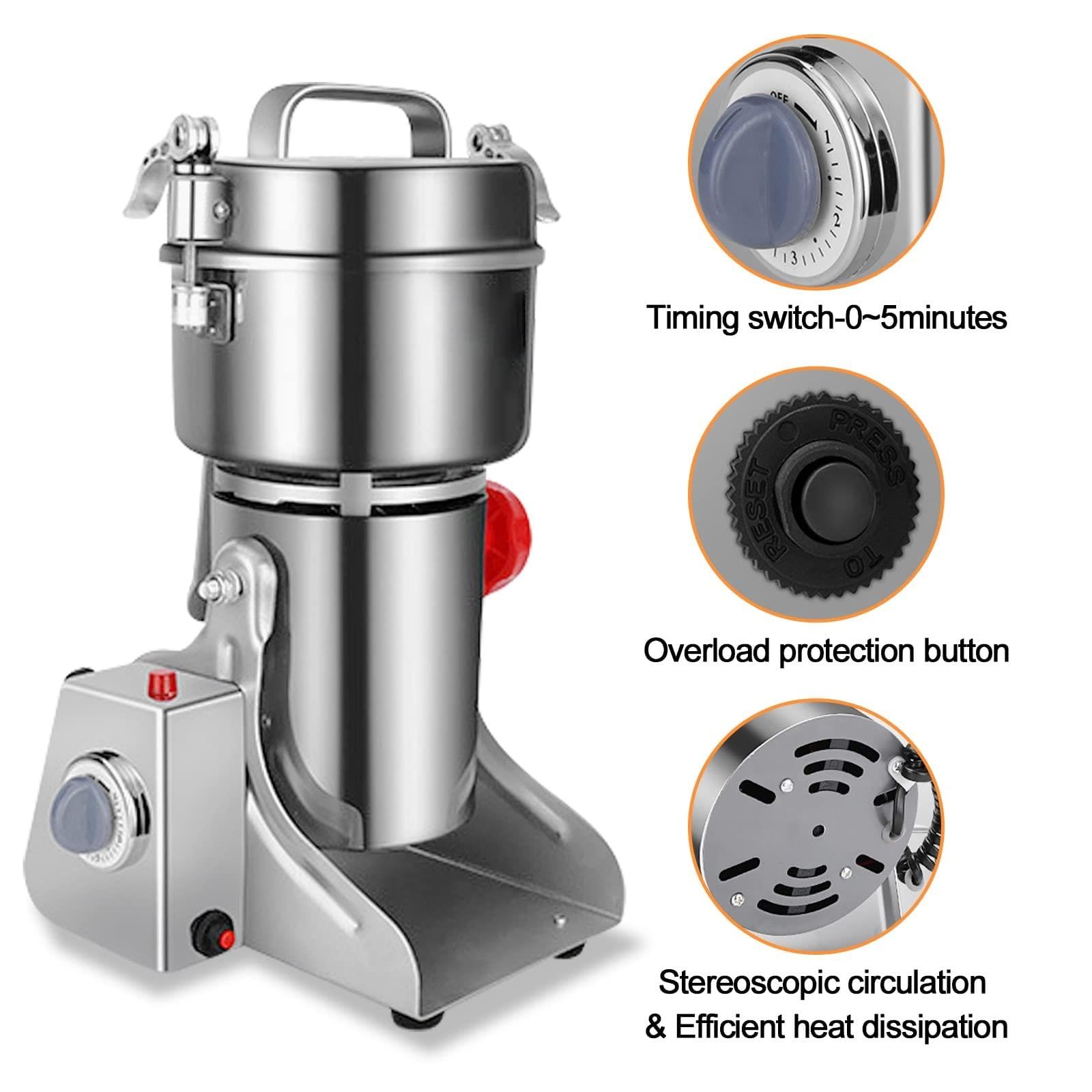 Molinillo de grano eléctrico,alta velocidad 32000r/min | Molinillo de alimentos,Molino de granos de encimera,para granos de especias secas, café, arroz, pimienta(800g)