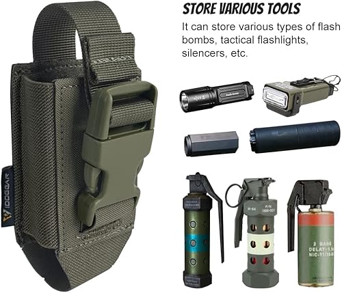 Miniatura 4 de IDOGEAR Soporte de linterna táctica Molle flashbang bolsa revista bolsa multiusos herramienta bolsa para chaleco resistente cinturón mochila